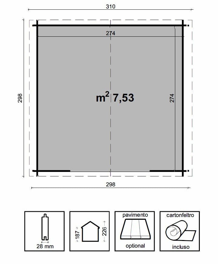 Casetta in legno ASTRID 300X300 GA/CASASTRID - Losa Esterni da vivere - Viridi