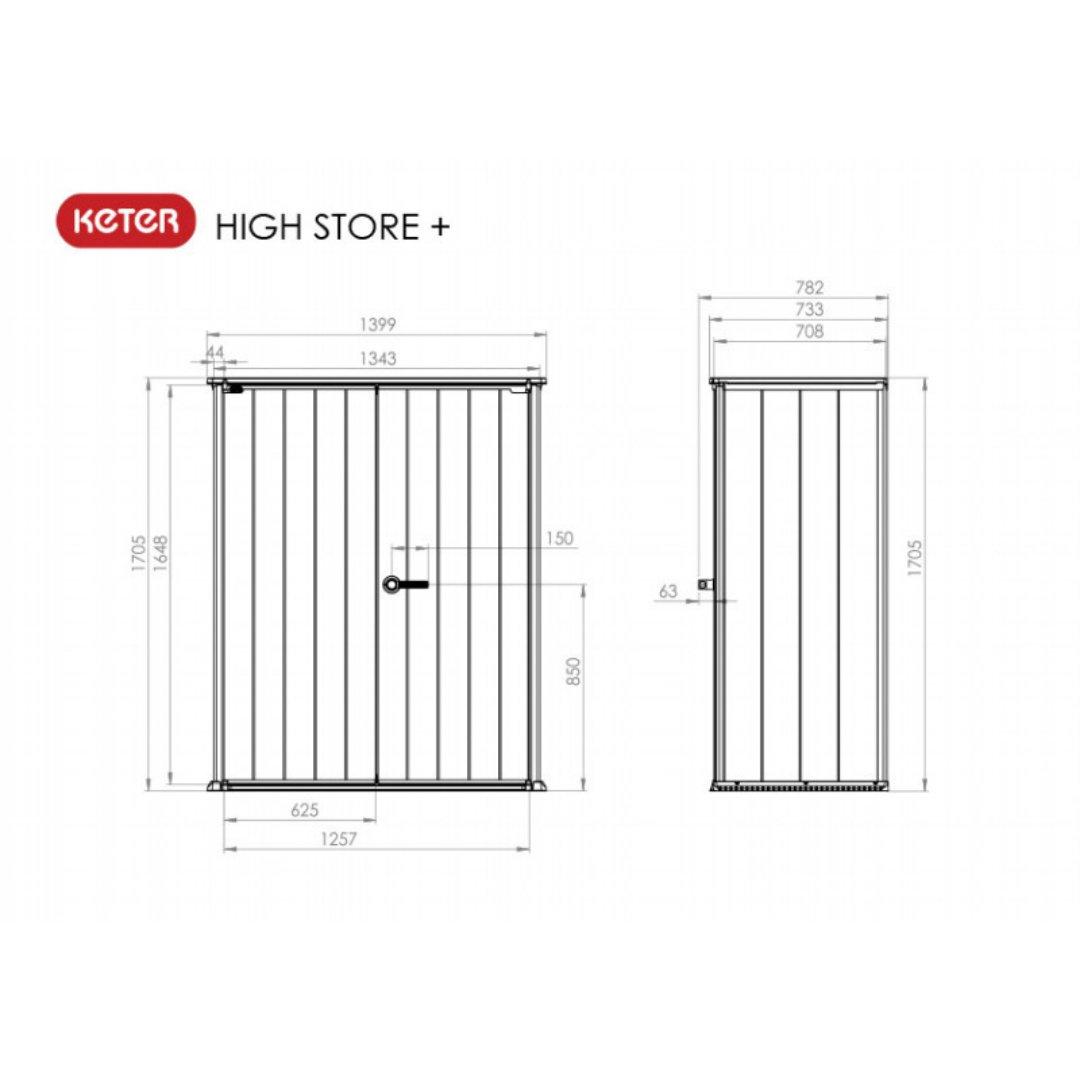 High Store+ Keter K246241 armadio porta attrezzi esterno giardino 2 ripiani
